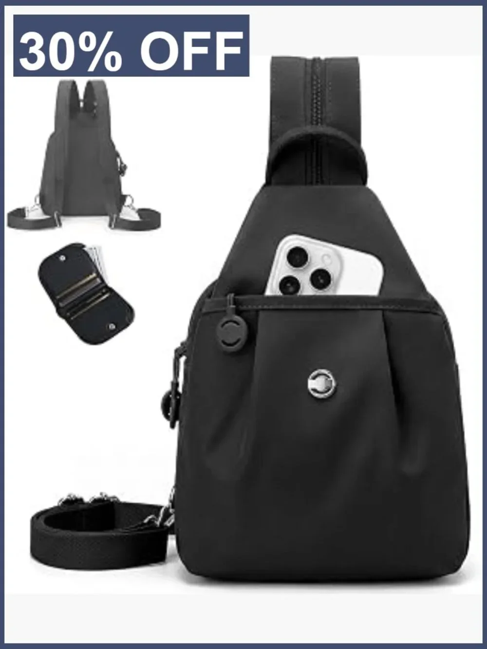 3-in-1 Convertible Anti-Theft Crossbody Sling Backpack for Women Nylon Travel